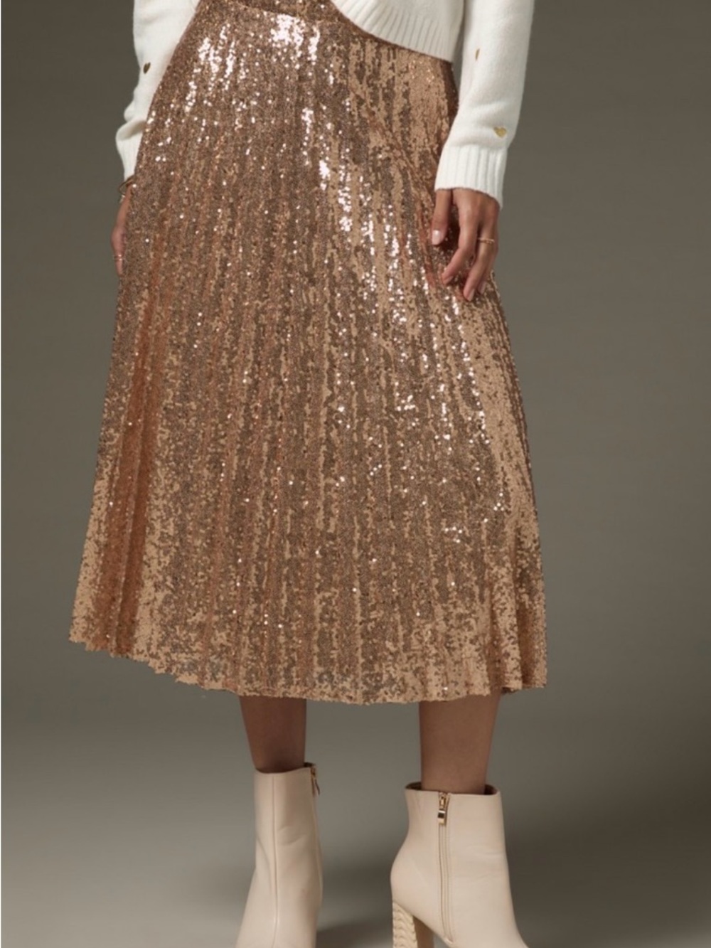 Francesca’s | Dana All Over Sequin Pleated Midi Skirt
